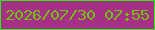 文字の大きさ：2、枠の色：30eb14、背景の色：a53085、文字の色：6fc303 無料ブログパーツのブログ時計