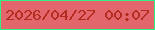 文字の大きさ：5、枠の色：30f084、背景の色：e3666c、文字の色：b42c20 無料ブログパーツのブログ時計