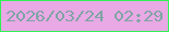 文字の大きさ：2、枠の色：30f254、背景の色：e8a9e5、文字の色：7ea4a3 無料ブログパーツのブログ時計