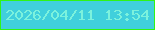 文字の大きさ：1、枠の色：30f416、背景の色：40d0dc、文字の色：7cf2dd 無料ブログパーツのブログ時計