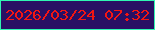 文字の大きさ：3、枠の色：30f5b2、背景の色：291064、文字の色：f41613 無料ブログパーツのブログ時計