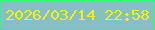 文字の大きさ：1、枠の色：30f974、背景の色：87bfc6、文字の色：f3f218 無料ブログパーツのブログ時計