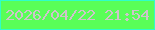 文字の大きさ：2、枠の色：30fdc9、背景の色：59fe58、文字の色：cfc4cb 無料ブログパーツのブログ時計