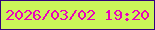 文字の大きさ：2、枠の色：31027d、背景の色：caf559、文字の色：e902bb 無料ブログパーツのブログ時計