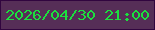 文字の大きさ：3、枠の色：31053f、背景の色：562e57、文字の色：1be03e 無料ブログパーツのブログ時計