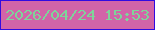 文字の大きさ：3、枠の色：310be1、背景の色：d264a8、文字の色：7ed49a 無料ブログパーツのブログ時計