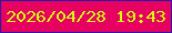 文字の大きさ：2、枠の色：3115a4、背景の色：e70161、文字の色：d1fc0c 無料ブログパーツのブログ時計