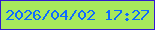 文字の大きさ：1、枠の色：311bd1、背景の色：a7e95d、文字の色：0d6bff 無料ブログパーツのブログ時計