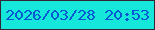 文字の大きさ：4、枠の色：312536、背景の色：15e7db、文字の色：0558cf 無料ブログパーツのブログ時計