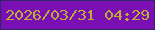 文字の大きさ：1、枠の色：31256e、背景の色：7a10b3、文字の色：bbad37 無料ブログパーツのブログ時計
