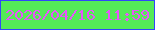 文字の大きさ：1、枠の色：3147f9、背景の色：54eb57、文字の色：e756fa 無料ブログパーツのブログ時計