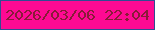 文字の大きさ：1、枠の色：314c92、背景の色：fe0a93、文字の色：891b38 無料ブログパーツのブログ時計