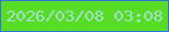 文字の大きさ：5、枠の色：3172e4、背景の色：57dd25、文字の色：a3dfc8 無料ブログパーツのブログ時計