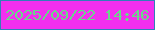 文字の大きさ：4、枠の色：317fb9、背景の色：f22fef、文字の色：69d889 無料ブログパーツのブログ時計