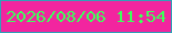 文字の大きさ：1、枠の色：31a0b7、背景の色：f2259f、文字の色：3fff5b 無料ブログパーツのブログ時計
