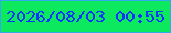 文字の大きさ：5、枠の色：31a9ed、背景の色：0ce95e、文字の色：0437f9 無料ブログパーツのブログ時計