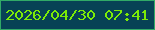 文字の大きさ：5、枠の色：31aa67、背景の色：074255、文字の色：7ceb07 無料ブログパーツのブログ時計