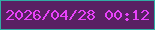 文字の大きさ：1、枠の色：31ada4、背景の色：592163、文字の色：e842fa 無料ブログパーツのブログ時計