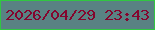 文字の大きさ：2、枠の色：31c642、背景の色：598283、文字の色：84052e 無料ブログパーツのブログ時計