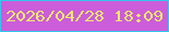 文字の大きさ：2、枠の色：31c8ec、背景の色：cb5ddb、文字の色：f0e96a 無料ブログパーツのブログ時計