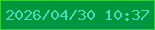 文字の大きさ：4、枠の色：31d038、背景の色：01953e、文字の色：45dcb8 無料ブログパーツのブログ時計
