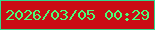 文字の大きさ：2、枠の色：31da8d、背景の色：ca0c15、文字の色：4afd76 無料ブログパーツのブログ時計