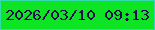 文字の大きさ：5、枠の色：31dbae、背景の色：0de424、文字の色：230c4d 無料ブログパーツのブログ時計