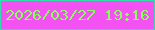 文字の大きさ：4、枠の色：31deab、背景の色：f451f2、文字の色：88ff5d 無料ブログパーツのブログ時計