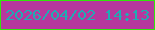 文字の大きさ：4、枠の色：31e60b、背景の色：b6389d、文字の色：1facb3 無料ブログパーツのブログ時計