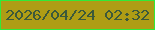文字の大きさ：5、枠の色：31e939、背景の色：ae9d15、文字の色：3c593a 無料ブログパーツのブログ時計