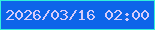 文字の大きさ：5、枠の色：31f0db、背景の色：0d65e9、文字の色：d6cbfa 無料ブログパーツのブログ時計
