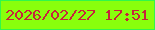 文字の大きさ：4、枠の色：31f74b、背景の色：89ff0c、文字の色：c6243c 無料ブログパーツのブログ時計