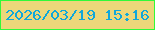 文字の大きさ：4、枠の色：31f939、背景の色：ecd77a、文字の色：0ea7db 無料ブログパーツのブログ時計