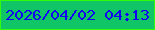 文字の大きさ：1、枠の色：31fd08、背景の色：0fc566、文字の色：1404f4 無料ブログパーツのブログ時計
