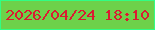 文字の大きさ：2、枠の色：31fd84、背景の色：6dd14a、文字の色：db1a32 無料ブログパーツのブログ時計