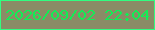 文字の大きさ：2、枠の色：31fe80、背景の色：8a8c66、文字の色：11ee55 無料ブログパーツのブログ時計