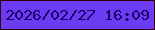文字の大きさ：4、枠の色：320004、背景の色：6b3cf2、文字の色：1d016c 無料ブログパーツのブログ時計