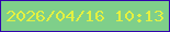 文字の大きさ：1、枠の色：3200ad、背景の色：7fcf8a、文字の色：e4f141 無料ブログパーツのブログ時計
