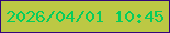 文字の大きさ：3、枠の色：32057c、背景の色：bcc844、文字の色：06cd5d 無料ブログパーツのブログ時計