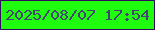 文字の大きさ：1、枠の色：320b61、背景の色：20fc0d、文字の色：444373 無料ブログパーツのブログ時計