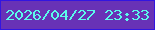 文字の大きさ：5、枠の色：3215e1、背景の色：6832b6、文字の色：5bfbeb 無料ブログパーツのブログ時計