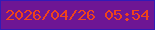 文字の大きさ：4、枠の色：321bb6、背景の色：6e1694、文字の色：ef431c 無料ブログパーツのブログ時計