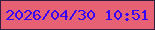 文字の大きさ：2、枠の色：321c40、背景の色：e76174、文字の色：3901f5 無料ブログパーツのブログ時計
