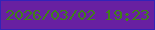 文字の大きさ：2、枠の色：3223b8、背景の色：6820a1、文字の色：3f8018 無料ブログパーツのブログ時計