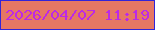 文字の大きさ：4、枠の色：3224d8、背景の色：e67764、文字の色：bc29e7 無料ブログパーツのブログ時計
