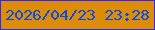 文字の大きさ：4、枠の色：3225fb、背景の色：dc8c07、文字の色：054bec 無料ブログパーツのブログ時計