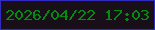 文字の大きさ：3、枠の色：322bc2、背景の色：180f19、文字の色：038c11 無料ブログパーツのブログ時計