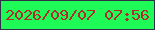 文字の大きさ：5、枠の色：322d48、背景の色：1efb57、文字の色：b12d2d 無料ブログパーツのブログ時計