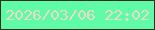 文字の大きさ：4、枠の色：32301d、背景の色：5ffba6、文字の色：e9daca 無料ブログパーツのブログ時計