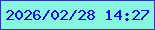 文字の大きさ：2、枠の色：3230d0、背景の色：89f6df、文字の色：000be6 無料ブログパーツのブログ時計